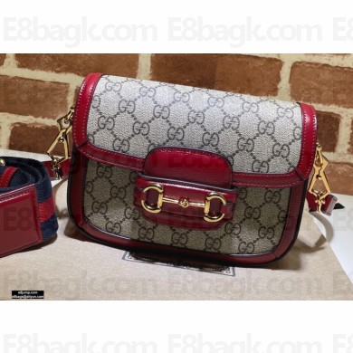 Gucci Horsebit 1955 Mini Shoulder Bag 658574 GG Supreme Canvas Red 2021