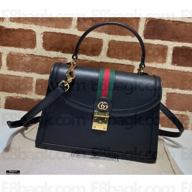 Gucci Ophidia Small Top Handle Bag with Web 651055 Leather Black 2021