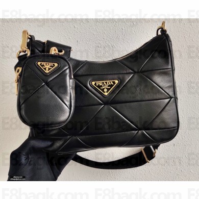 Prada Leather Shoulder Bag 1BC151 Black 2021