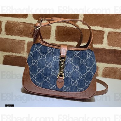 Gucci Jackie 1961 Mini Shoulder Bag 637092 Washed GG Denim Blue 2021