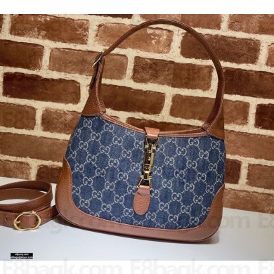Gucci Jackie 1961 Small Shoulder Bag 636706 Washed GG Denim Blue 2021