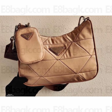 Prada Padded Nylon Shoulder Bag 1BC151 Beige 2021