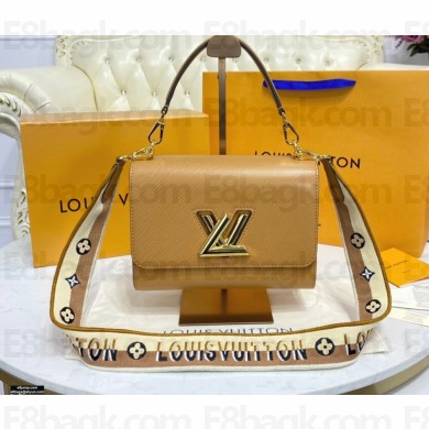 Louis Vuitton Epi Leather Twist MM Bag M57506 Honey Gold with Embroidered Logo Wide Strap 2021