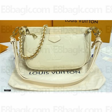Louis Vuitton Embossed Leather Multi Pochette Accessoires Bag M80447 Cream 2021