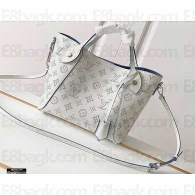Louis Vuitton Mahina Perforated Leather Hina PM Bag M56199 Snow White/Bleu Orage Blue 2021