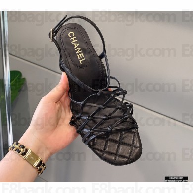 Chanel Heel 5cm Quilting Sandals G36876 Black 2021
