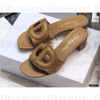 Dior Heel 4.5cm D-Club Mules in Calfskin Camel 2021