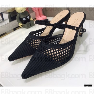 Dior Heel 7cm D-Choc Mules in Mesh Black 2021