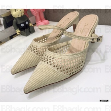 Dior Heel 7cm D-Choc Mules in Mesh Creamy 2021