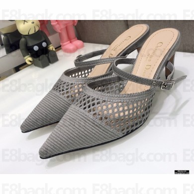 Dior Heel 7cm D-Choc Mules in Mesh Gray 2021