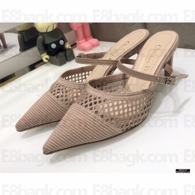 Dior Heel 7cm D-Choc Mules in Mesh Nude 2021