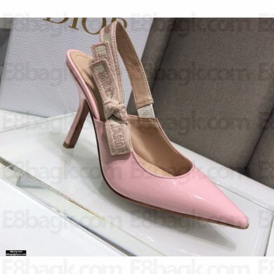 Dior Heel 9.5cm J'Adior Slingback Pumps Patent Calfskin Pink 2021