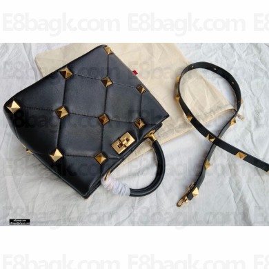 Valentino Large Roman Stud The Handle Bag Black 2021