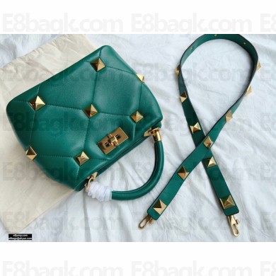 Valentino Small Roman Stud The Handle Bag Green 2021