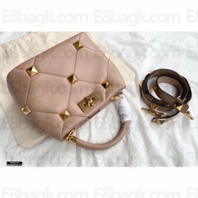 Valentino Small Roman Stud The Handle Bag Nude 2021