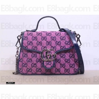 Gucci GG Marmont Multicolor Mini Top Handle Bag 583571 Pink 2021