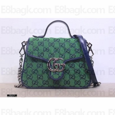 Gucci GG Marmont Multicolor Mini Top Handle Bag 583571 Green 2021