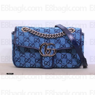 Gucci GG Marmont Multicolor Mini Shoulder Bag 446744 Blue 2021