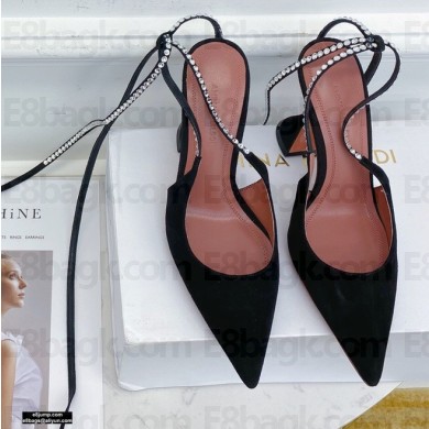 Amina Muaddi Heel 9.5cm Karma Crystal Pumps Black