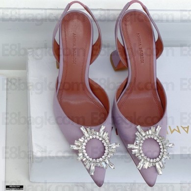 Amina Muaddi Heel 9.5cm Begum Slingback Pumps Satin Lavender
