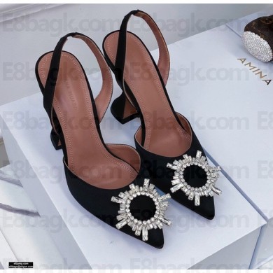 Amina Muaddi Heel 6.5cm Begum Slingback Pumps Satin Black
