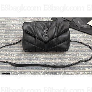 Saint Laurent Puffer Mini Bag In Quilted Lambskin 620333 So Black