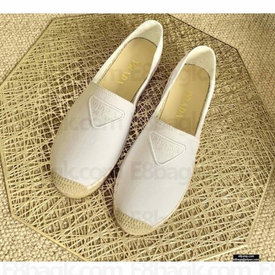 Prada Logo Fabric Espadrilles White 2021