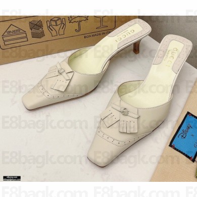 Gucci Heel 5.5cm Vintage Fringe Slides Creamy 2021