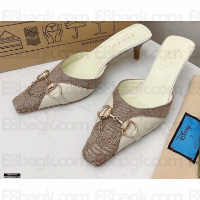 Gucci Heel 5.5cm Vintage Chain Horsebit Slides Creamy 2021