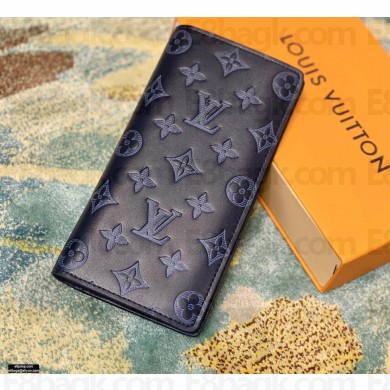 Louis Vuitton Monogram Shadow Leather Brazza Wallet Navy Blue 2021