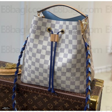 Louis Vuitton Damier Azur Canvas Néonoé MM Bucket Bag N50042 with Braided Strap 2021