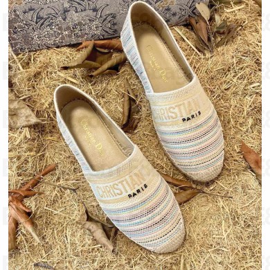 Dior Granville Espadrilles In Multicolor Metallic Thread Embroidered Cotton 2021