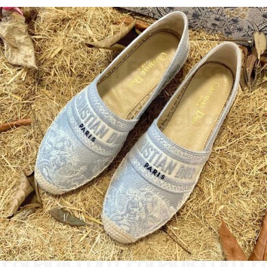 Dior Granville Espadrilles In Gray Toile de Jouy Reverse Embroidered Cotton 2021
