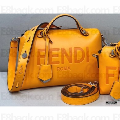 Fendi Heat-stamped FENDI ROMA By The Way Medium Boston Bag Orange 2021