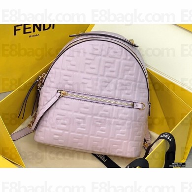 Fendi Leather FF Mini Backpack Bag Light Pink 2021