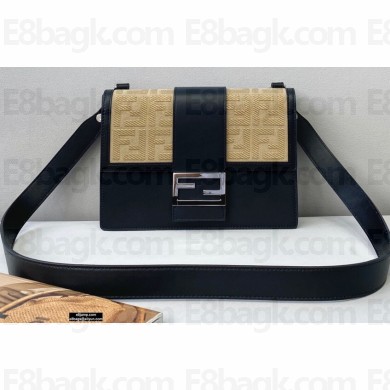 Fendi Leather Flat Baguette Medium Bag Black 2021