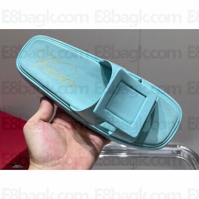 Roger Vivier Slide Covered Buckle Mules in Patent Leather Light Blue 2021