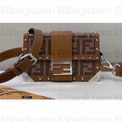 Fendi Baguette Trunk Mini Bag Brown Fabric 2021
