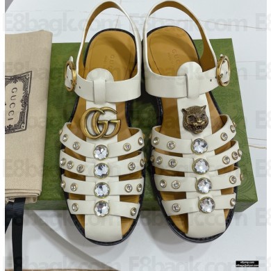 Gucci Rubber Sandals White With Crystals 2021