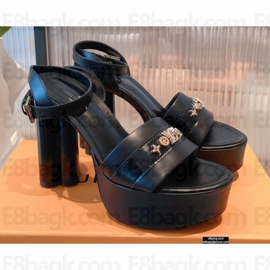 Louis Vuitton Monogram Studs Heel Podium Platform Sandals Black 2021