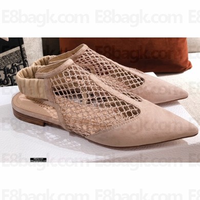 Dior Suede Calfskin Mesh Slingback Flats Nude 2021