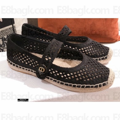 Dior Mesh Embroidery Caro Espadrilles Ballerina Flats Black 2021