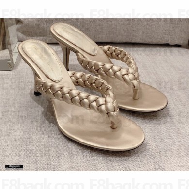Gianvito Rossi Heel 7.5cm Woven Tropea Thong Sandals Mules Gold