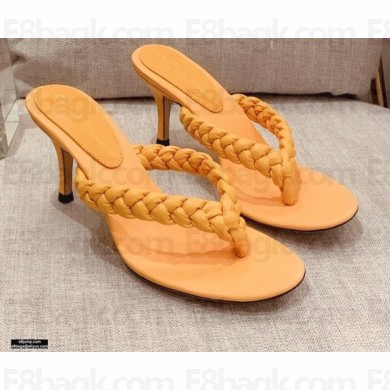 Gianvito Rossi Heel 7.5cm Woven Tropea Thong Sandals Mules Yellow