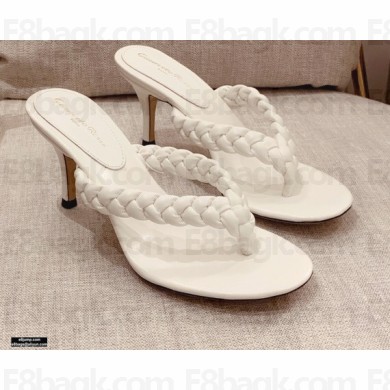 Gianvito Rossi Heel 7.5cm Woven Tropea Thong Sandals Mules White