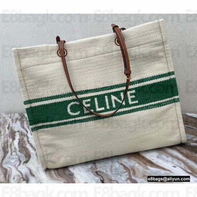 Celine Squared Cabas Tote Bag in "Plein soleil" Textile and Calfskin Blue 2021