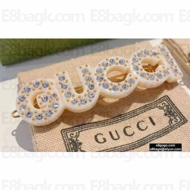 Gucci Crystal hair slide 657510 Ivory