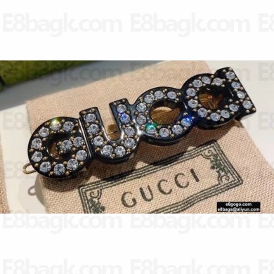 Gucci Crystal hair slide 657510 Black