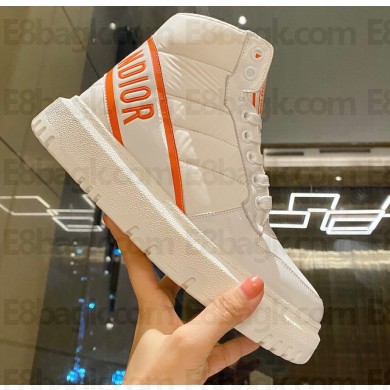 Dior Quilted Nylon D-Player Sneakers White/Orange 2021
