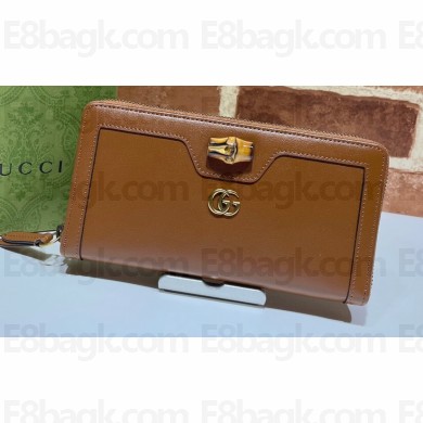 Gucci Diana Continental Wallet with Bamboo 658634 Brown 2021